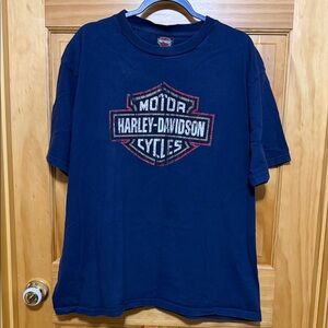 Harley-Davidson Men's Blue Short Sleeve Tee Shirt, 2XL. Mahrle’’s Battle Creek